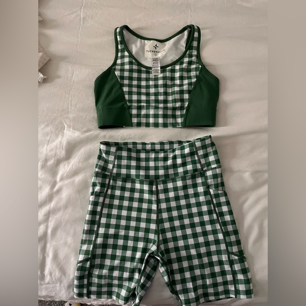 Tuckernuck Green and White Checkered Activewear